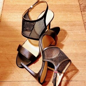 COPY - Ann Taylor Leigh Black Leather Mesh Sandal